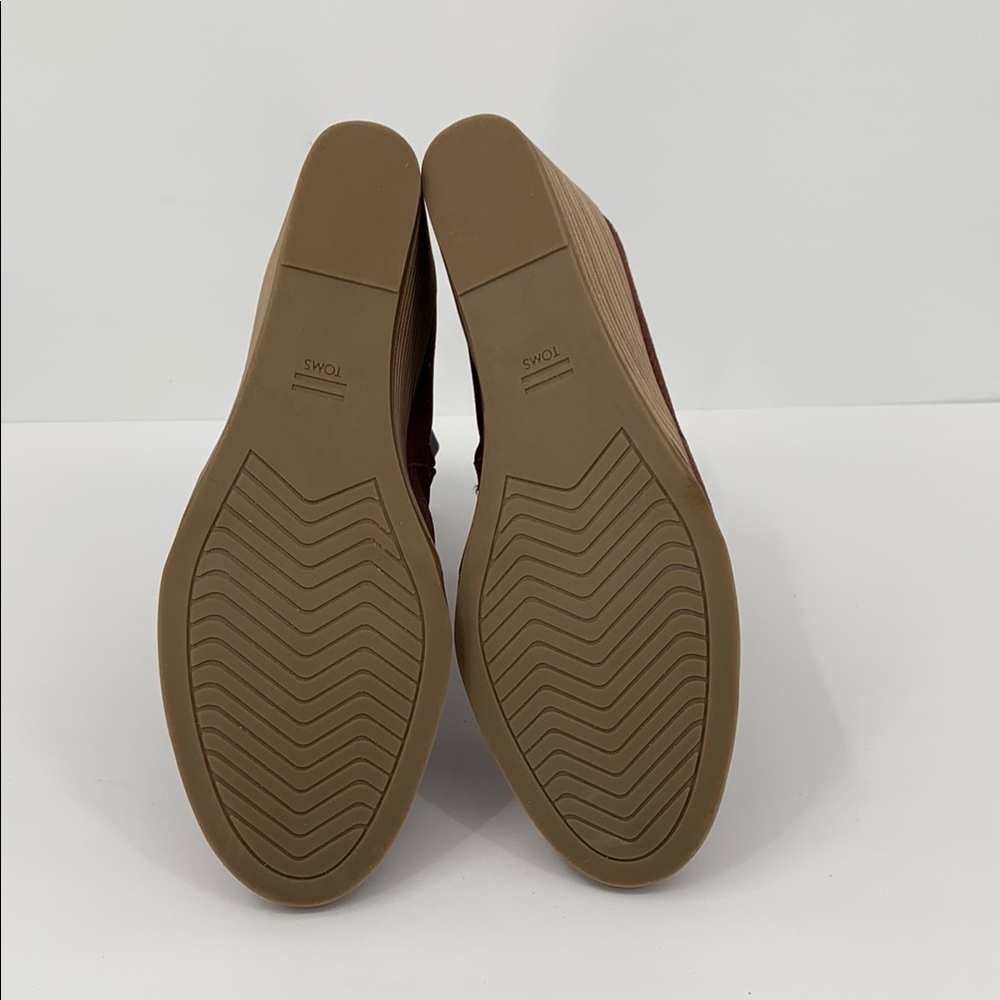 TOMS Sutton wedge ankle boots Chestnut brown suede v notch zipper bootie new 9 - Picture 5 of 5
